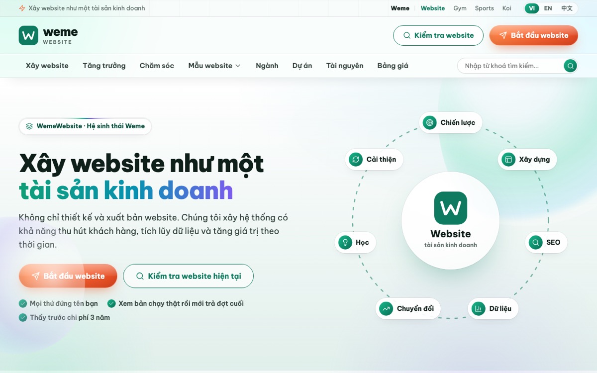 WemeWebsite – Website dịch vụ · 3 ngôn ngữ